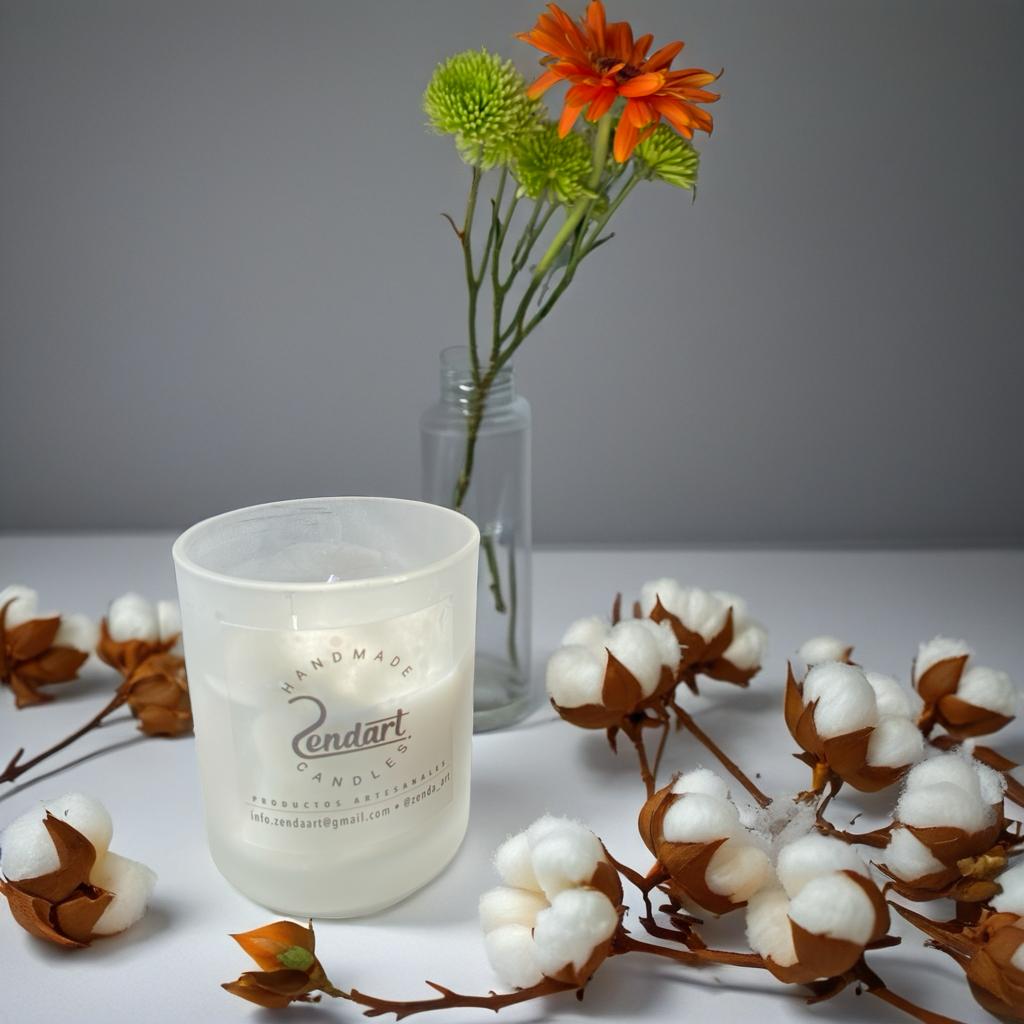 Vela en vaso decorativo blanco